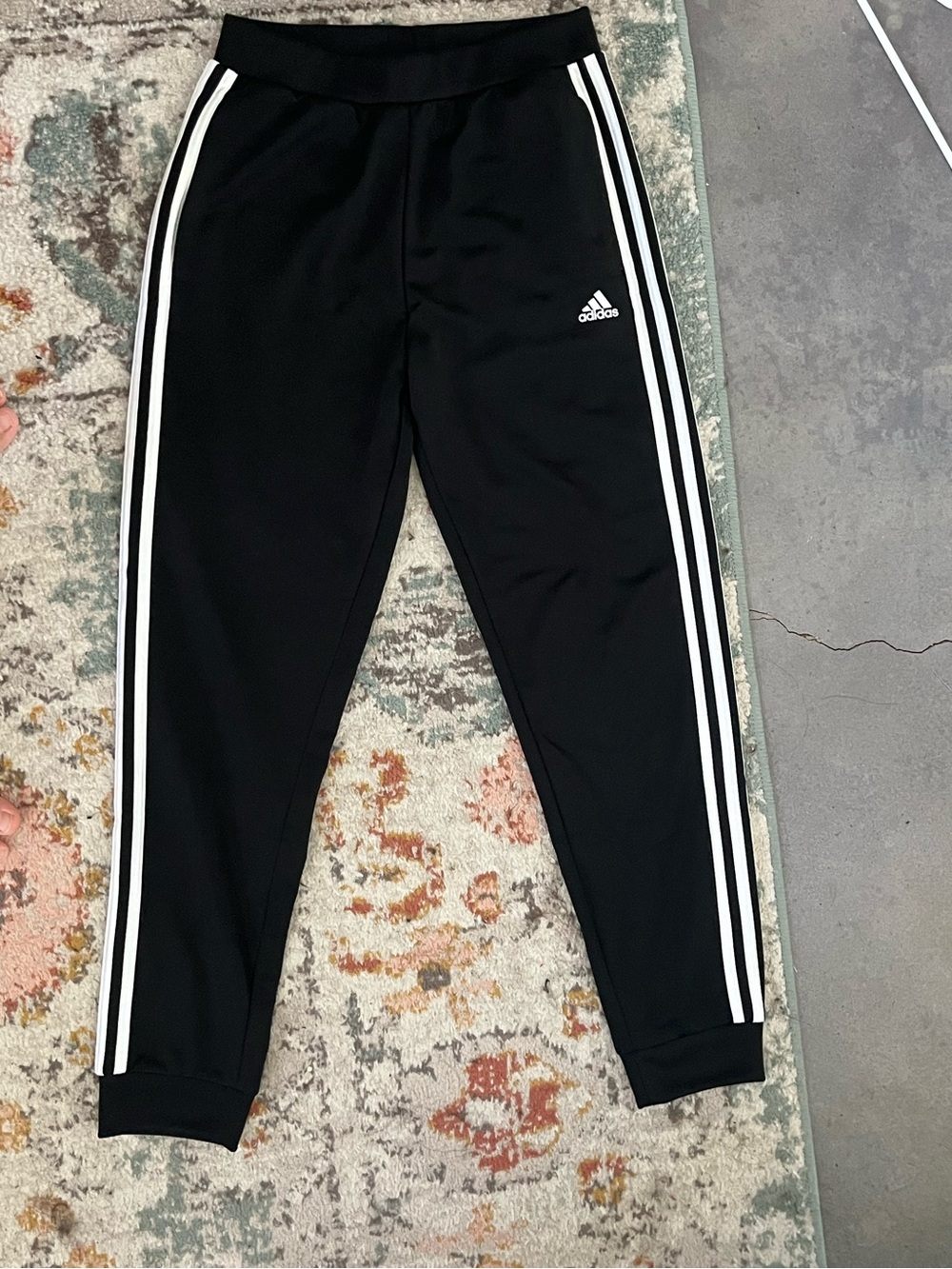 adidas Black Joggers with White Side Stripes - Kids